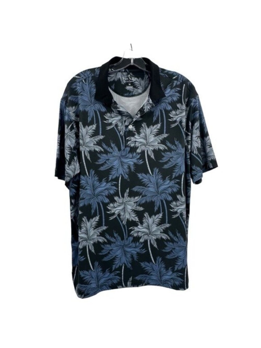 Nat Nast Men's M Hawaiian Polo Collared Shirt Palm Tree Pattern Vacation Beach